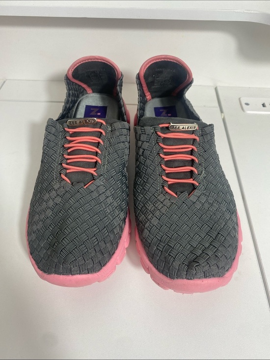 Zee Alexis Shoes - Zee Alexis Gray Woven Slip-On Sneakers with Pink Accents Size 10